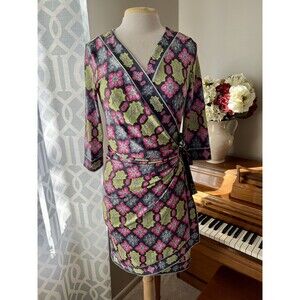 New! GRETCHEN SCOTT Wrap It Up Dress, 3/4 Sleeves, Stretch, V Neck, Size Small